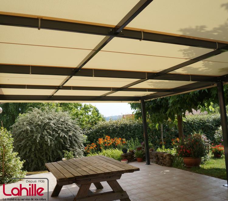 Toile de pergola acier thermo laqué mono pente Soltis Proof W96 (dpt 31)